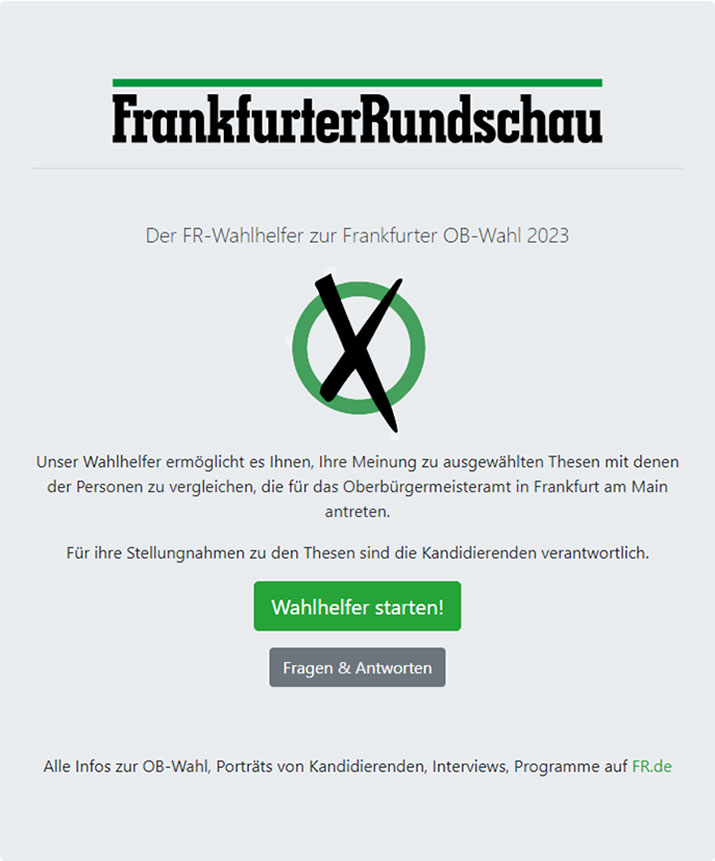 Wahlomat Frankfurt Oberbürgermeisterwahl 2023 FR-Wahlhelfer